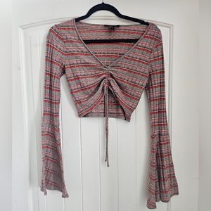 F21 Cropped bell sleeve knit top